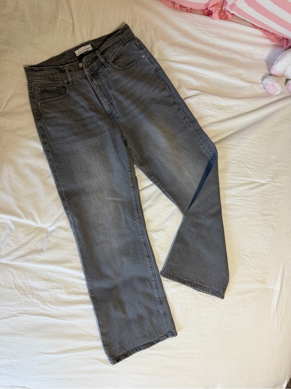 LOFT Women's Gray Wash Wide Leg Jeans